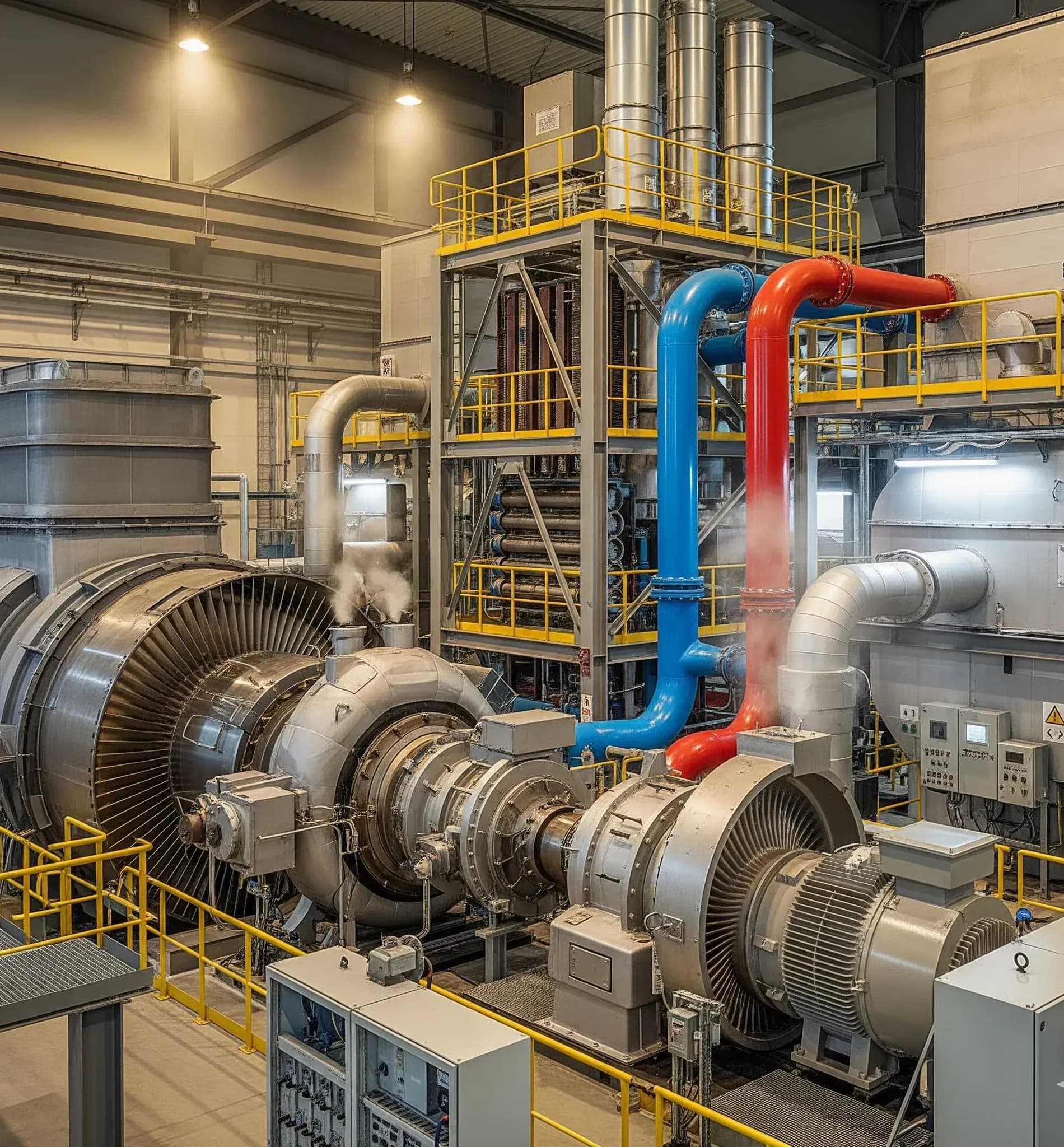 fotografía de un sistema de cogeneración con control y ahorro de energía de procesos industriales